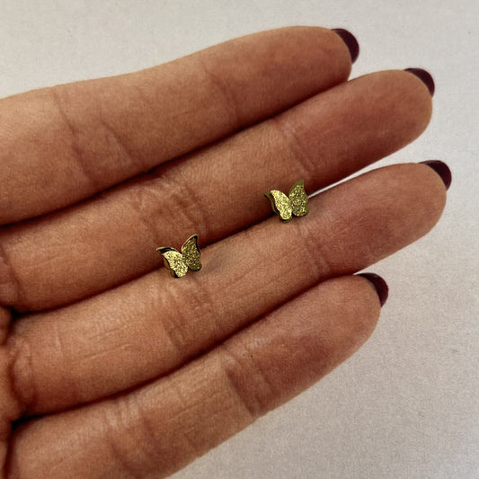 Broqueles mariposa acero inoxidable dorado distintos modelos