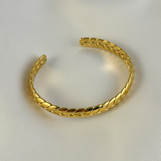 Brazalete trenzado acero inoxidable dorado