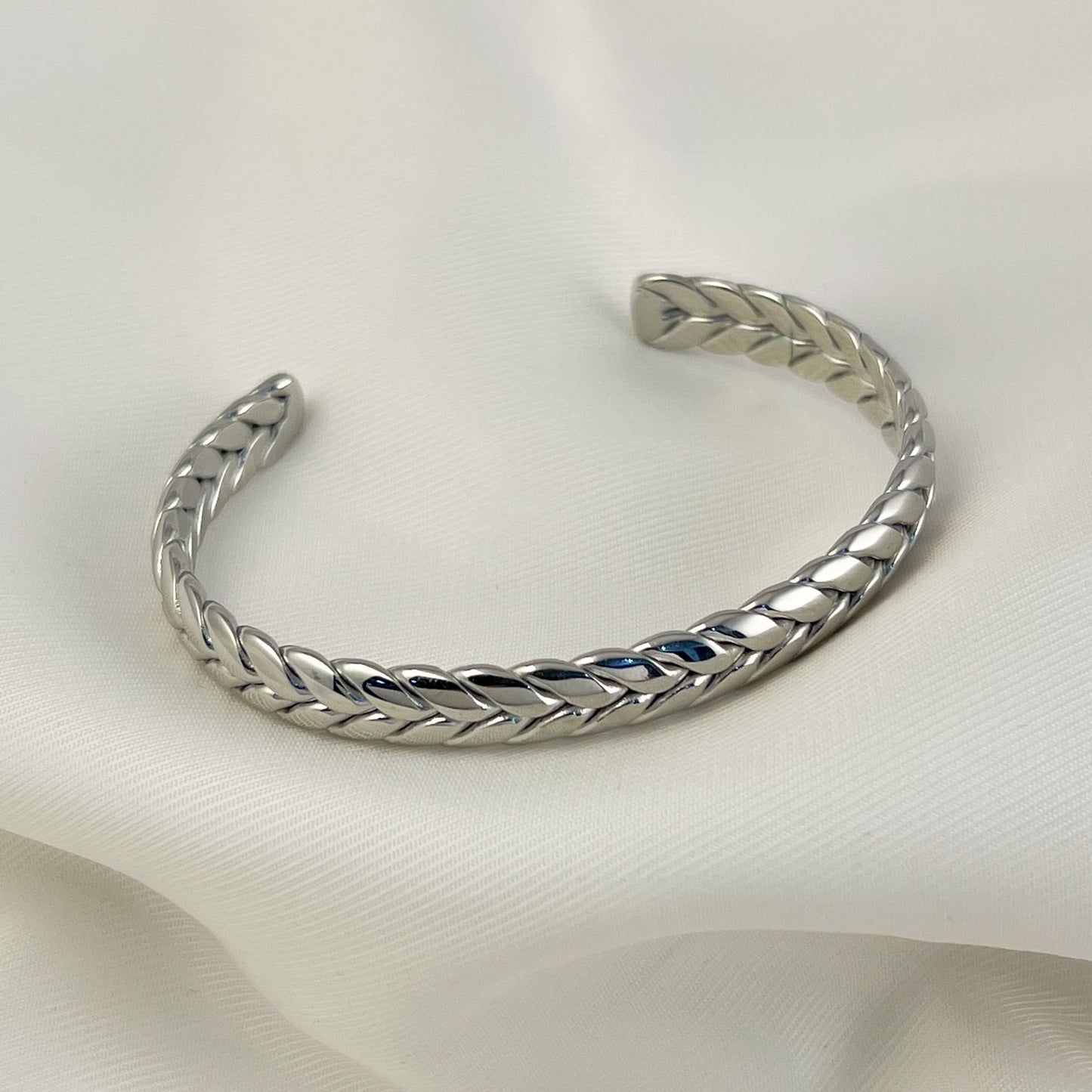 Brazalete trenzado acero inoxidable dorado
