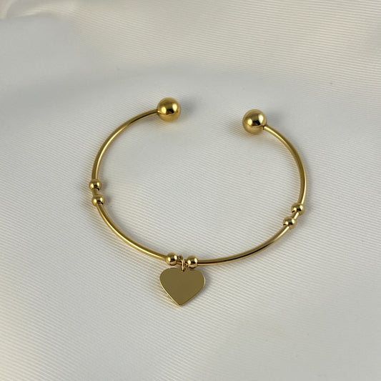Brazalete bolitas dije corazon acero inoxidable