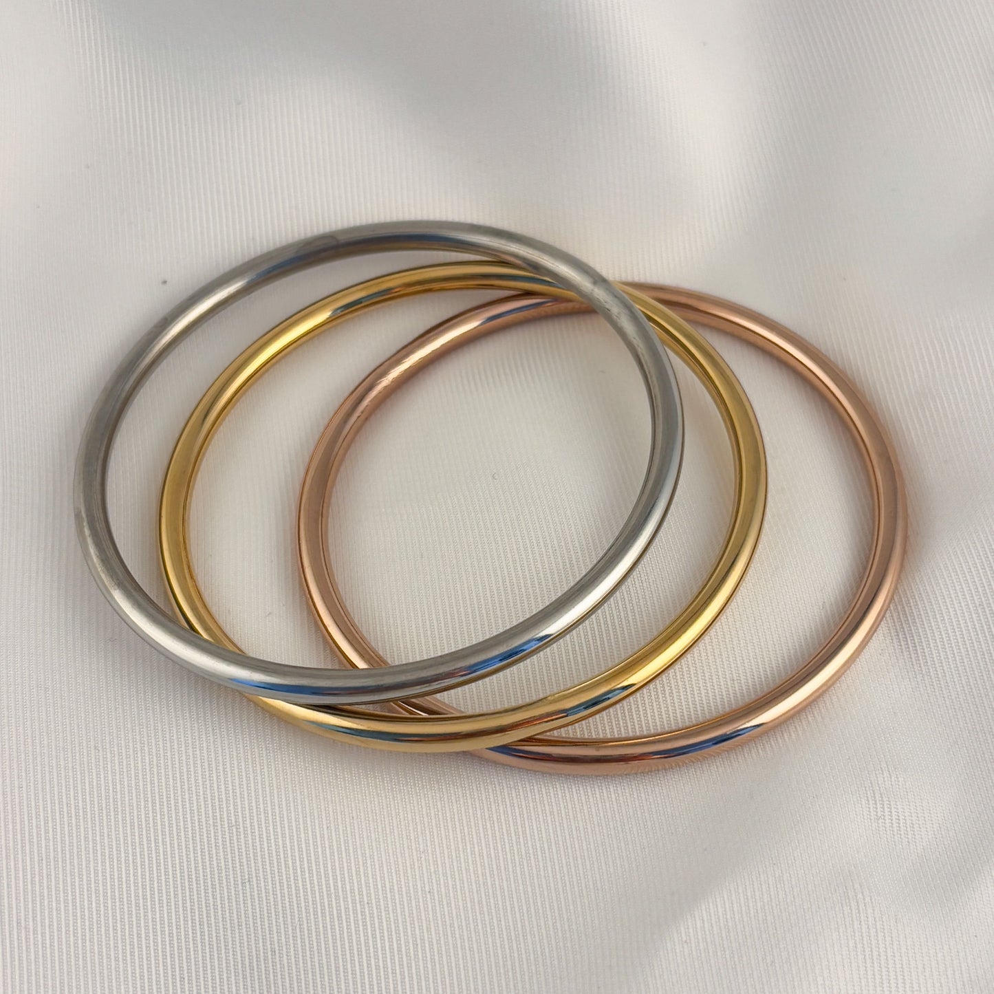 Set de 3 pulseras tricolor aros acero inoxidable
