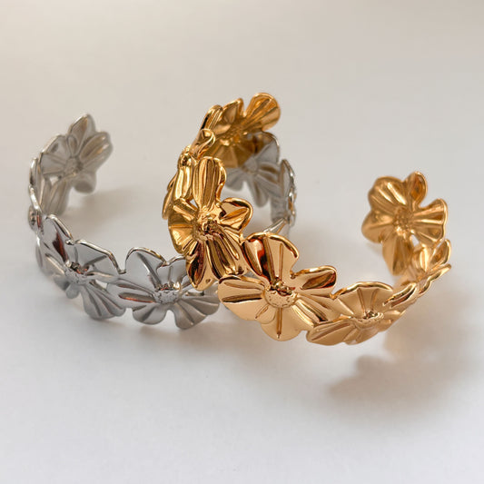 Brazalete acero inoxidable flores