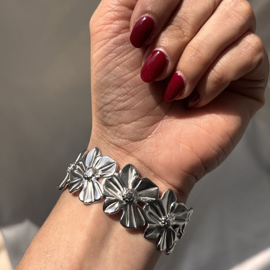Brazalete acero inoxidable flores