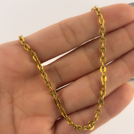 Cadena eslabón oval 4mm 40+5 cm dorada