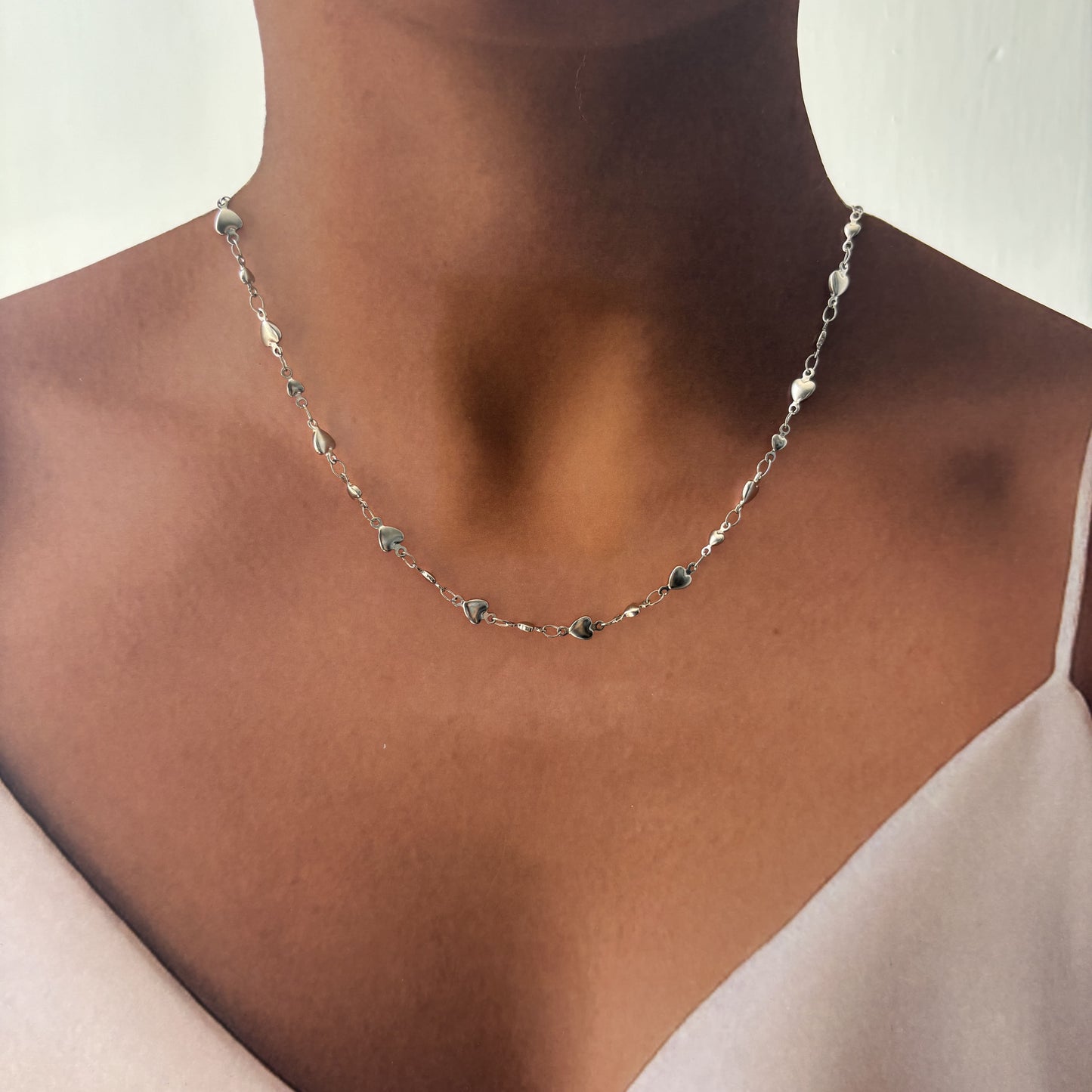 Cadena acero inoxidable corazón grande y chico 45+5 cm