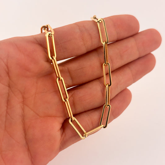Cadena clip delgado acero inoxidable 50 cm dorada