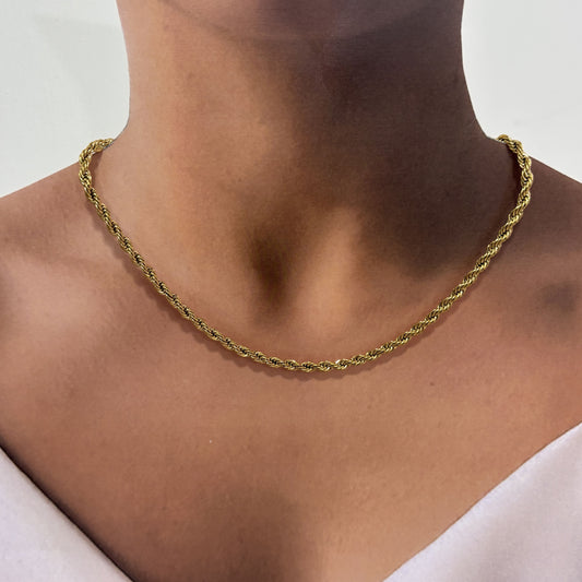 Cadena torsal 45 cm acero inoxidable dorado 3 mm