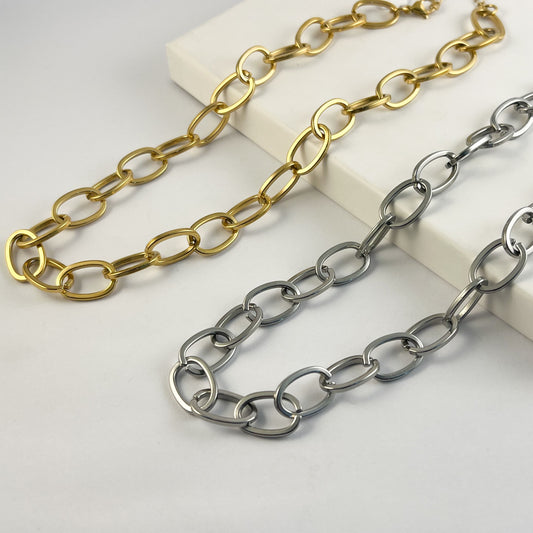 Collar acero inoxidable cadena eslabón XL ovalado