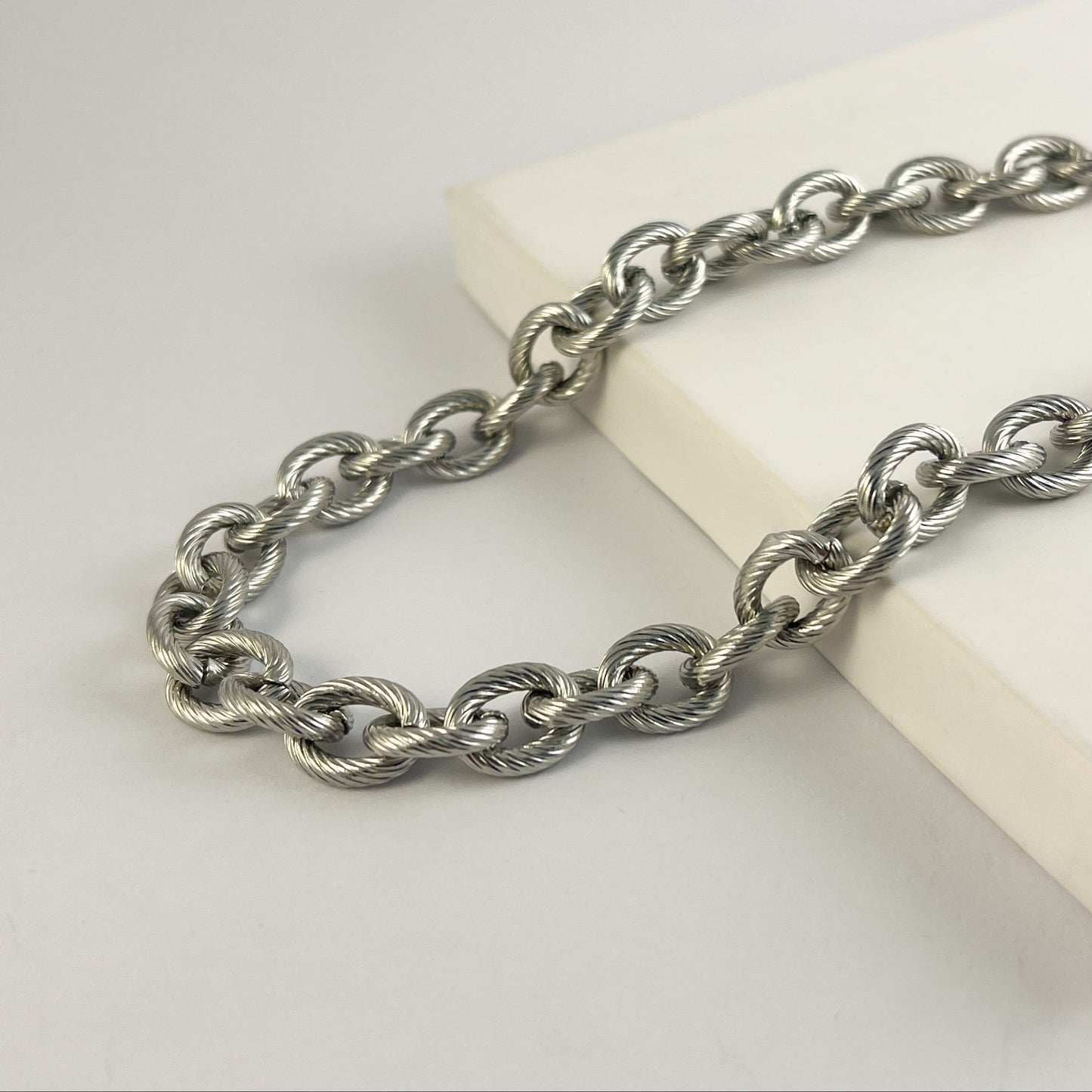 Collar acero inoxidable cadena gruesa eslabón mate