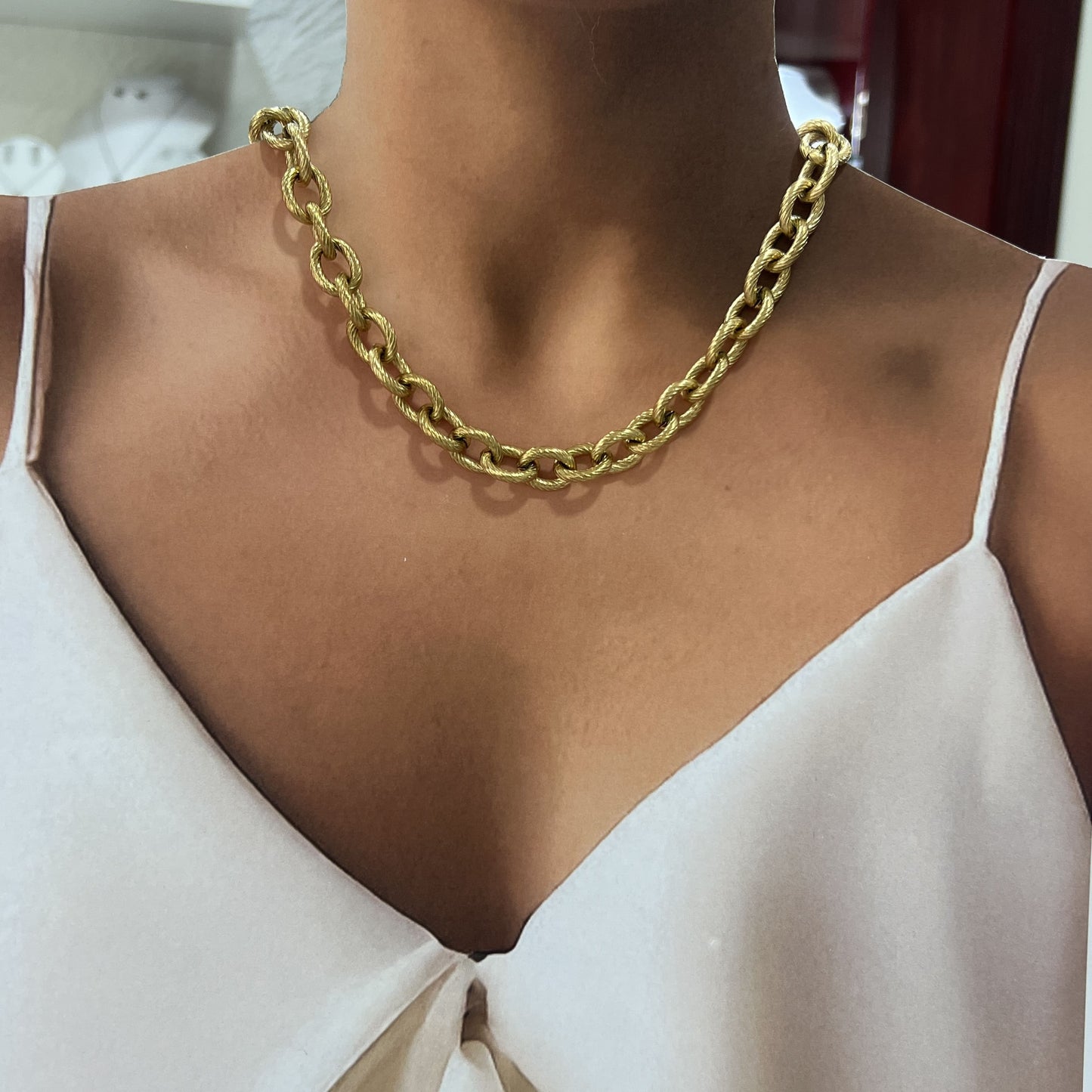 Collar acero inoxidable cadena gruesa eslabón mate