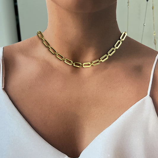 Collar acero inoxidable cadena eslabón recto plano