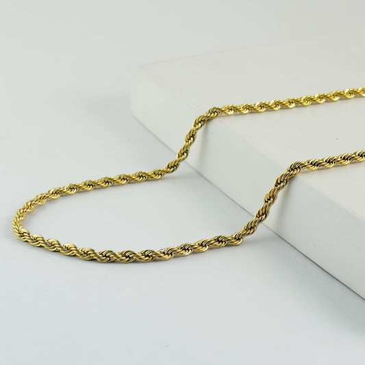 Cadena torsal acero inoxidable dorada 3 mm 50 cm