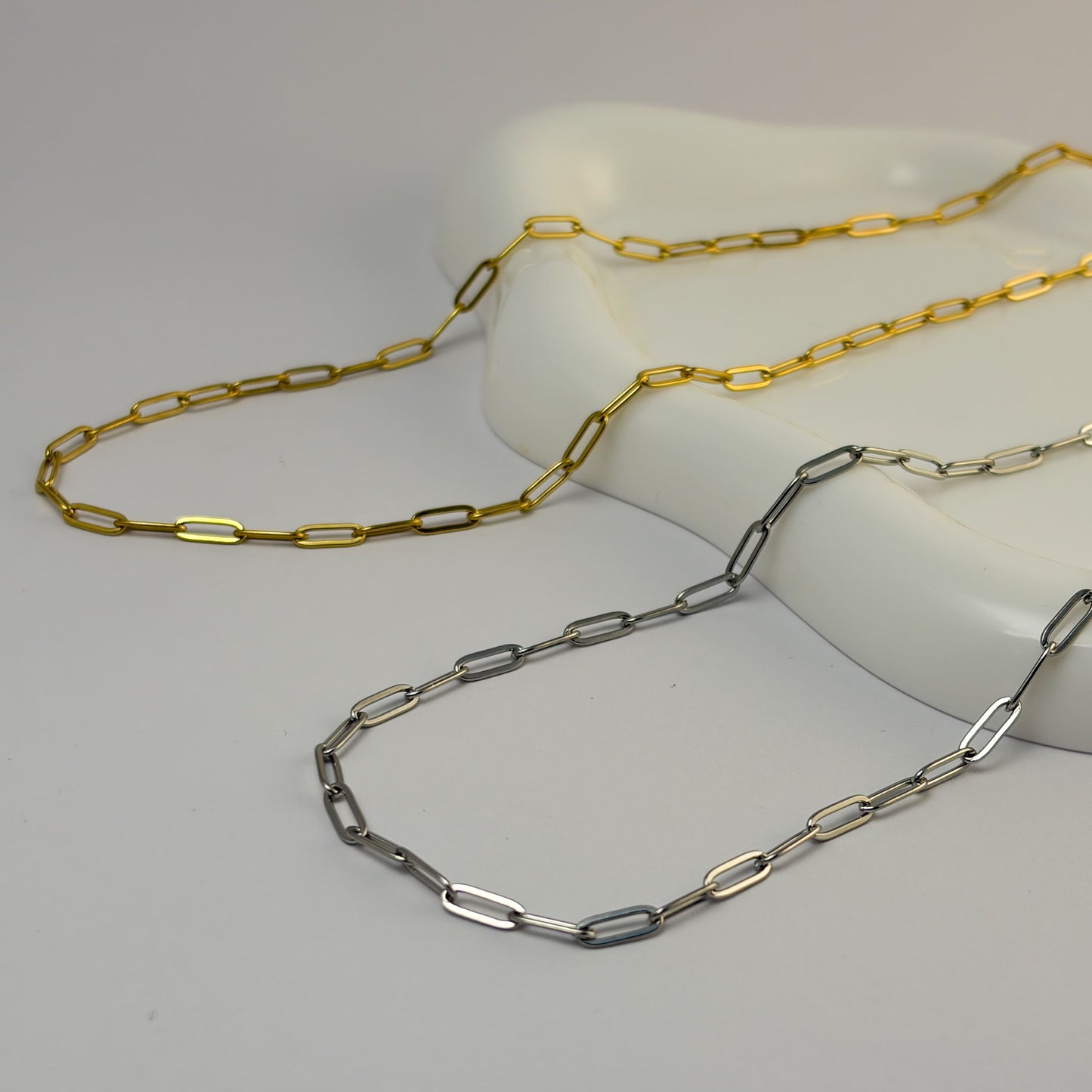 Cadena clip acero inoxidable delgada 45 cm