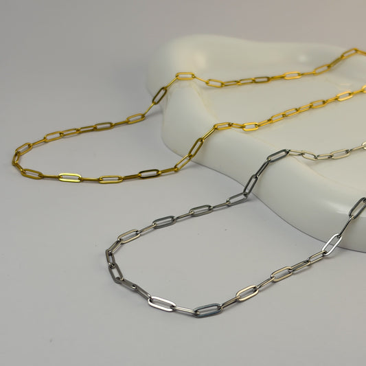Cadena clip acero inoxidable delgada 45 cm
