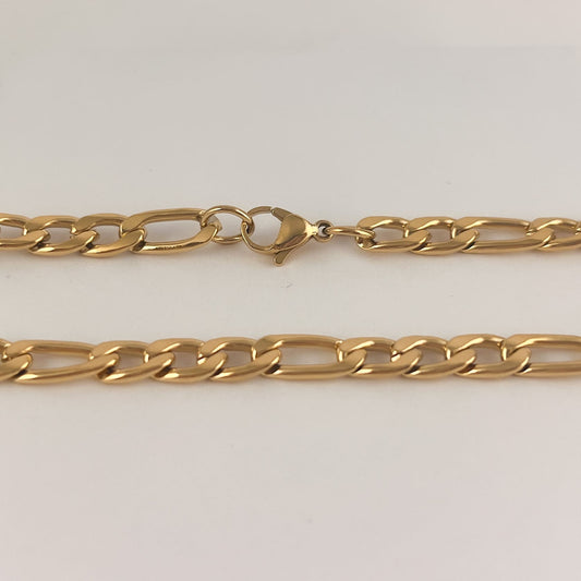 Cadena acero inoxidable eslabón 3x1 tono dorado