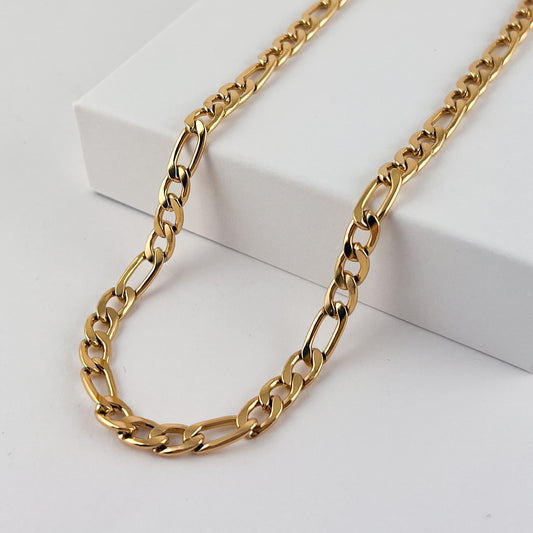 Cadena acero inoxidable eslabón 3x1 tono dorado