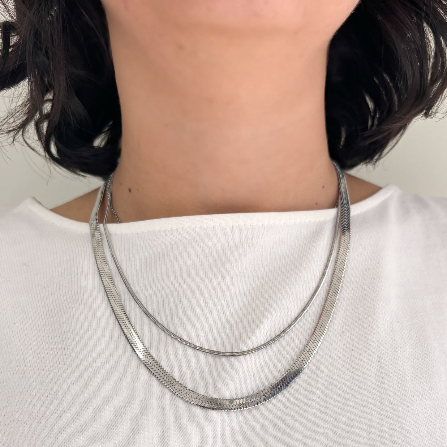 Cadena planchada acero inoxidable delgada 45 cm 2mm