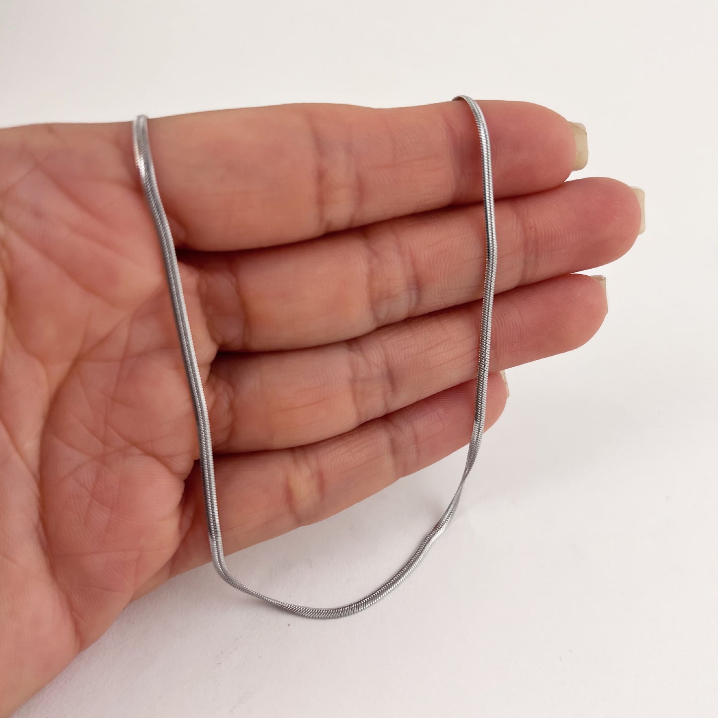 Cadena planchada acero inoxidable delgada 45 cm 2mm