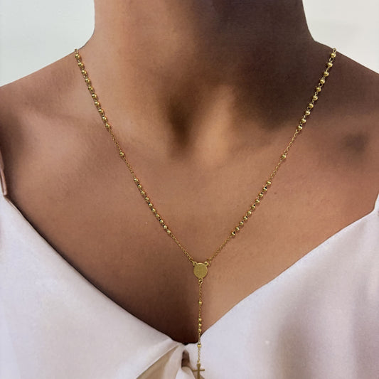 Collar rosario acero inoxidable delgado san benito