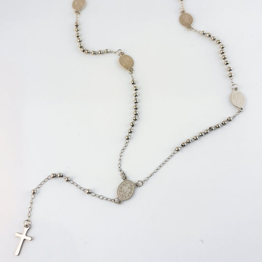 Collar rosario acero inoxidable delgado virgen de Guadalupe 3 mm