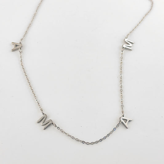Collar mamá acero inoxidable letras separadas plateado