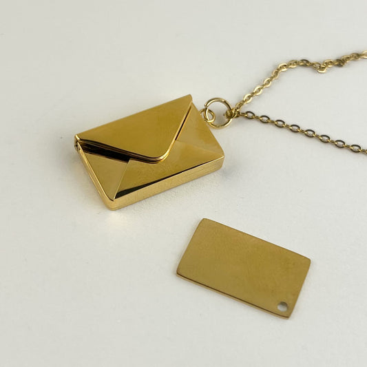 Collar dije sobre con carta para grabar acero inoxidable regalo personalizado