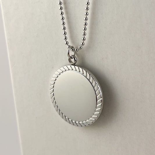 Collar dije circular 2,5 cm cadena militar