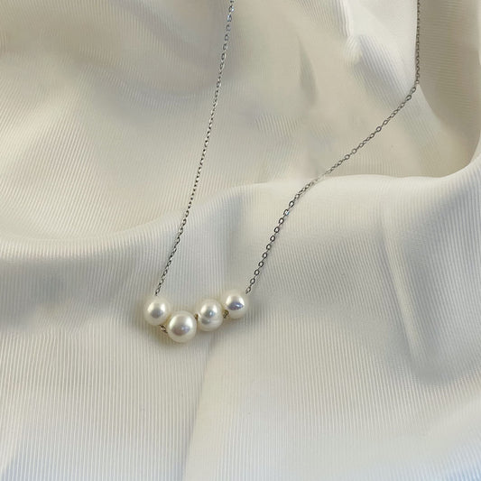 Collar 4 perlas acero inoxidable