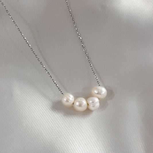 Collar 4 perlas acero inoxidable