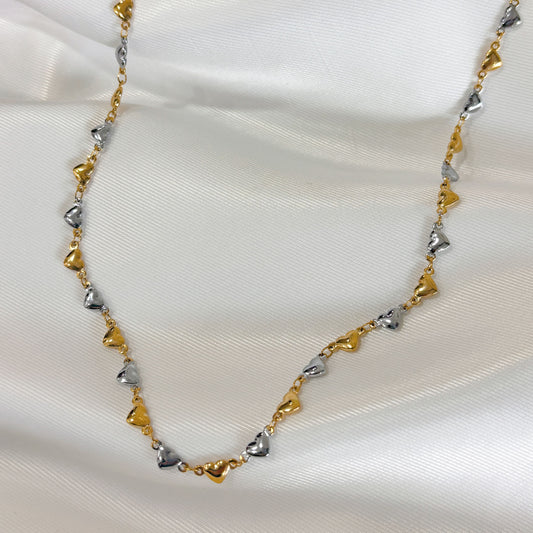 Collar corazones bicolor acero inoxidable