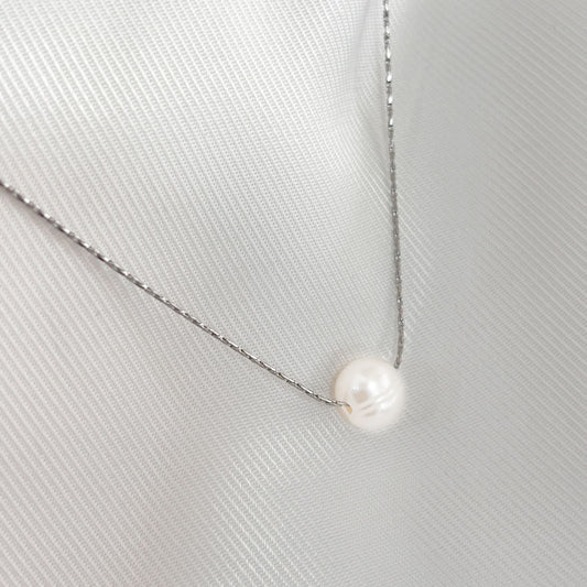 Collar perla sencilla acero inoxidable
