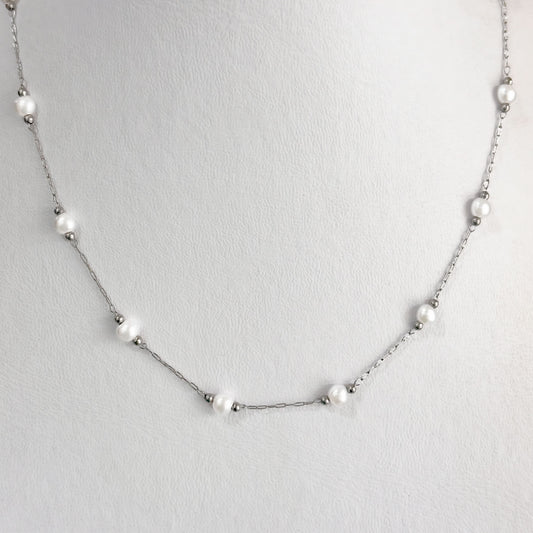 Collar acero inoxidable 316L perlas y bolitas