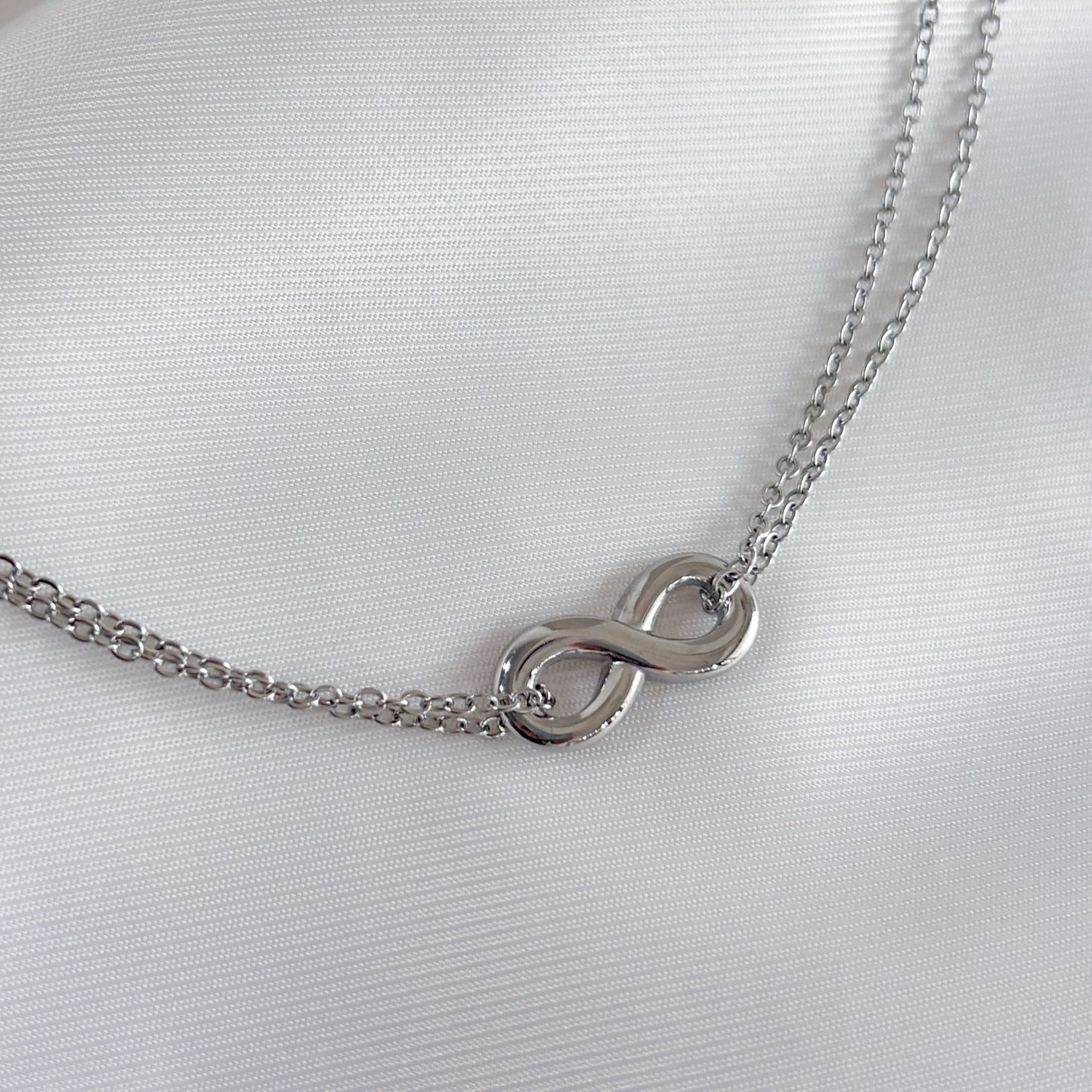 Collar infinito acero inoxidable doble cadena