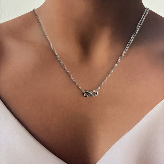 Collar infinito acero inoxidable doble cadena