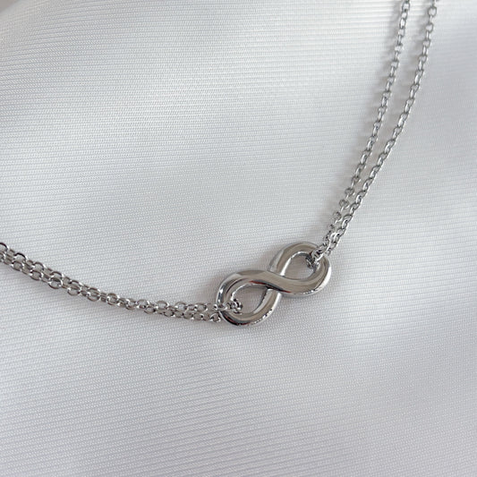 Collar infinito acero inoxidable doble cadena