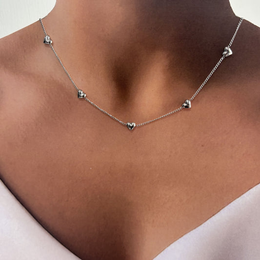 Collar acero inoxidable corazones mini