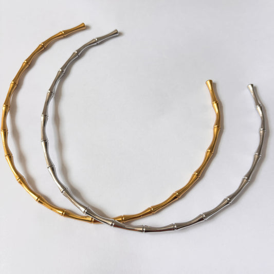 Gargantilla rígida acero inoxidable omega bambú