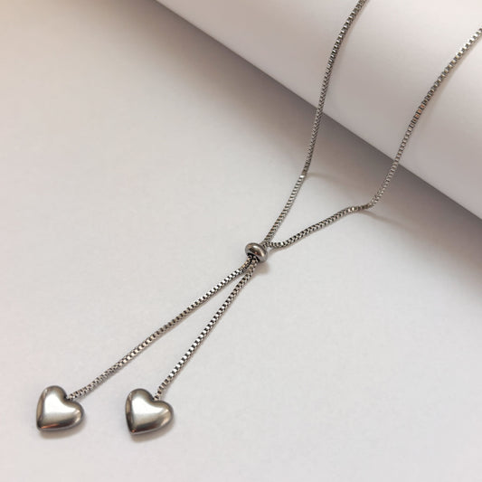 Collar acero inoxidable corbatín corazones