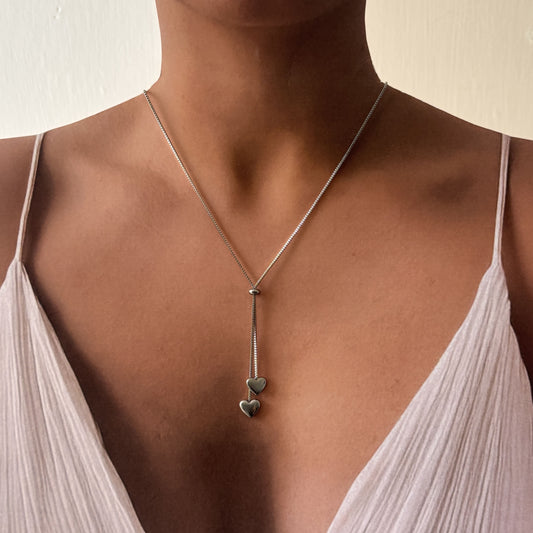 Collar acero inoxidable corbatín corazones