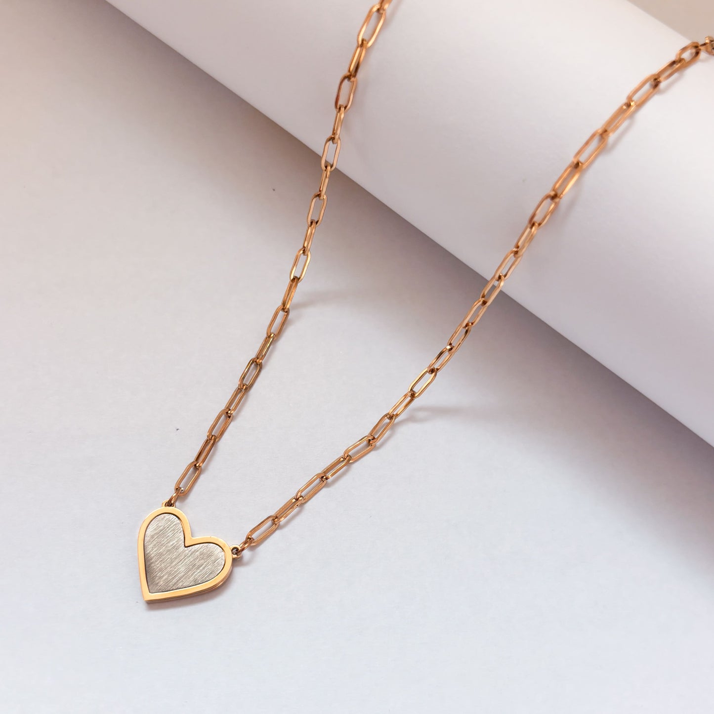 Collar acero inoxidable corazón bicolor