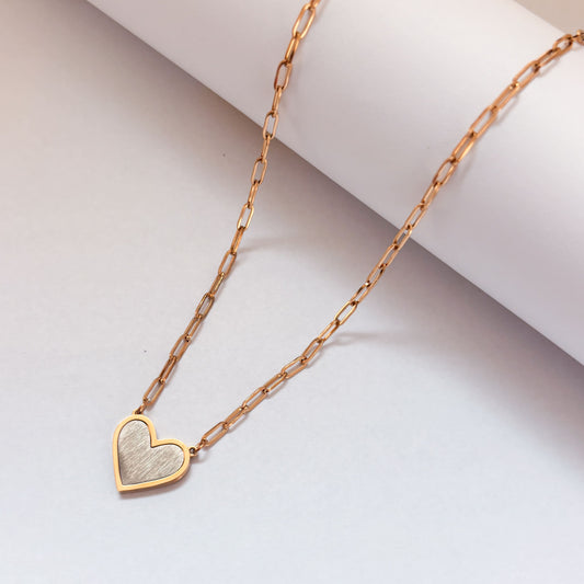 Collar acero inoxidable corazón bicolor