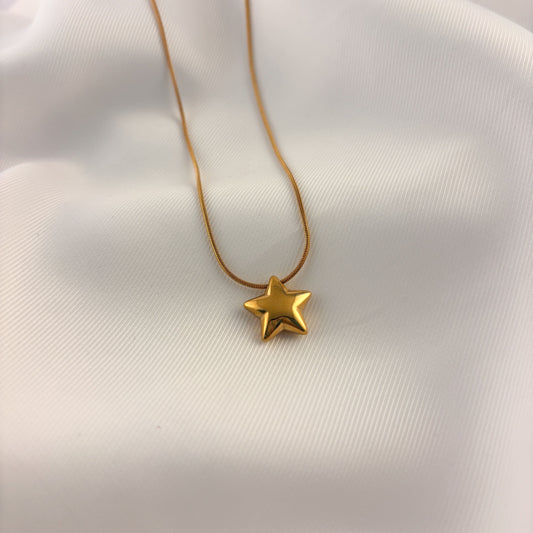 Collar estrella globo acero inoxidable dorado