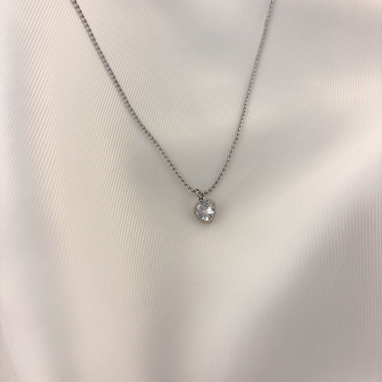 Collar corazón cristal acero inoxidable