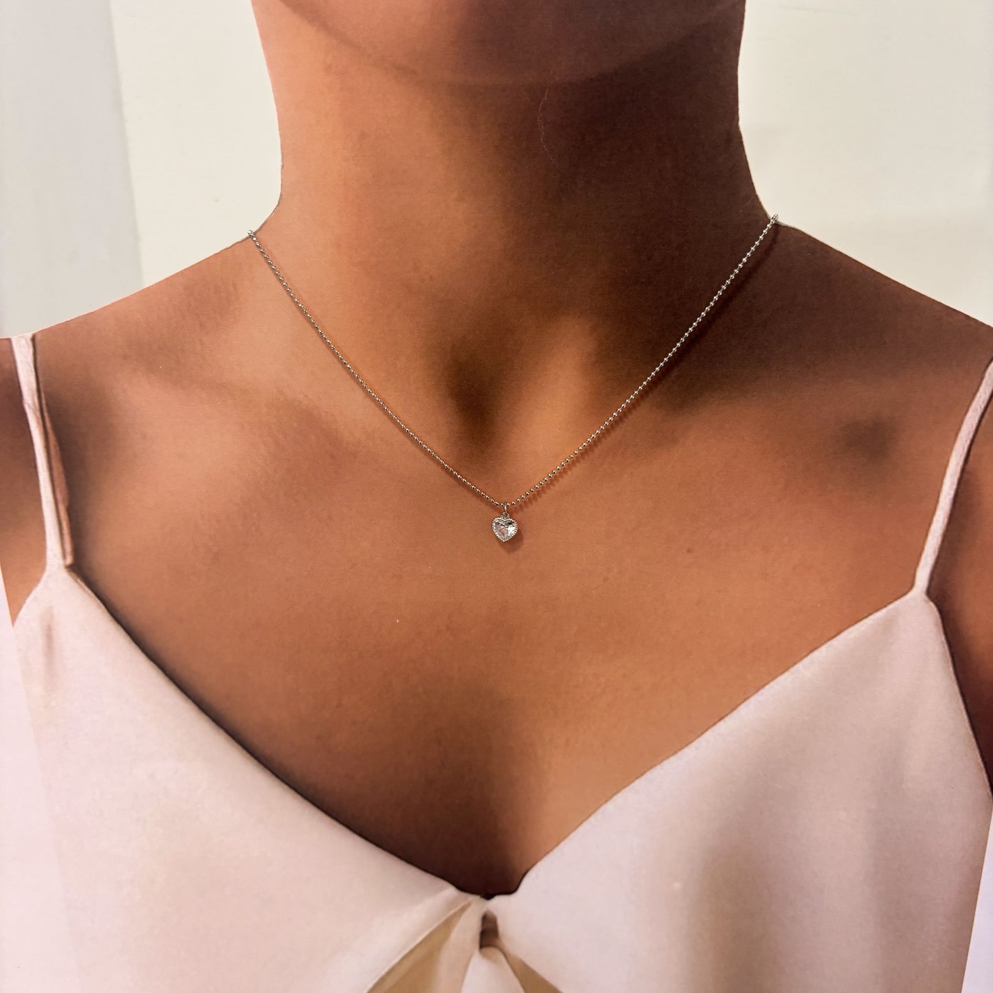 Collar corazón cristal acero inoxidable