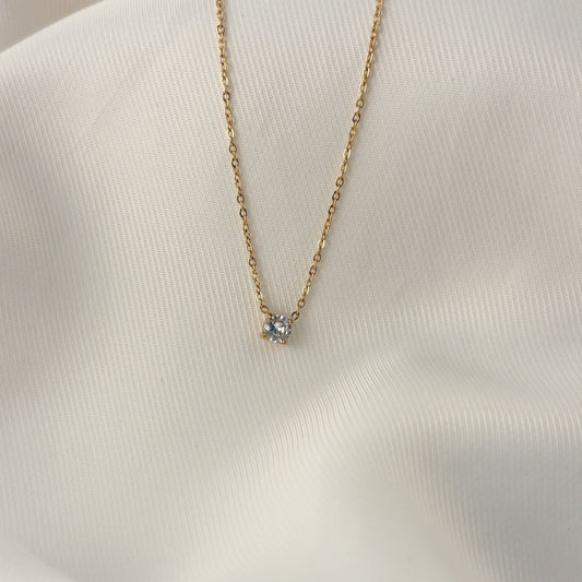 Collar mini zirconia acero inoxidable dorado