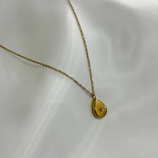 Collar acero inoxidable dorado gota chunky destello