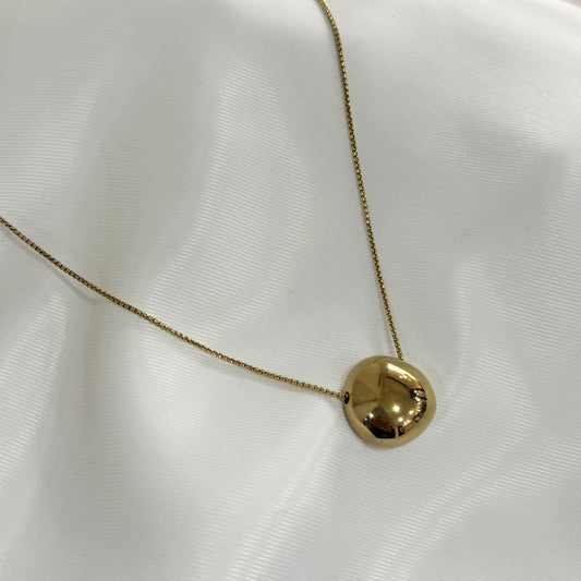 Collar acero inoxidable dorado dije bola chunky