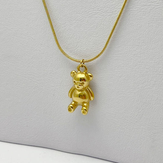 Collar acero inoxidable osito dorado