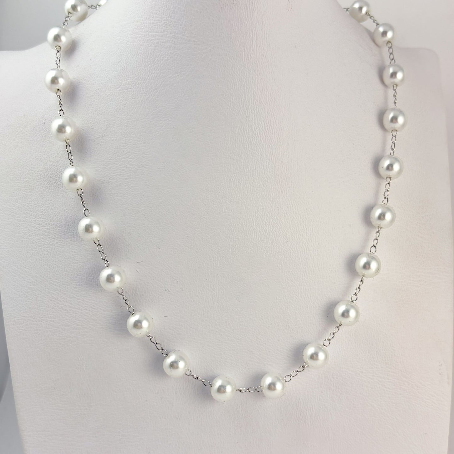 Collar acero inoxidable perlas grande 40 + 5 ext