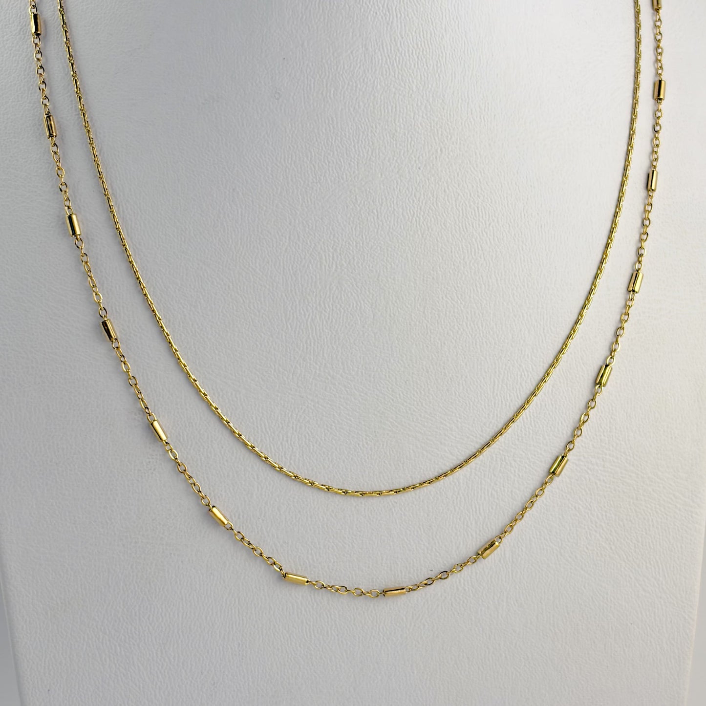 Collar doble acero inoxidable cadenitas doradas